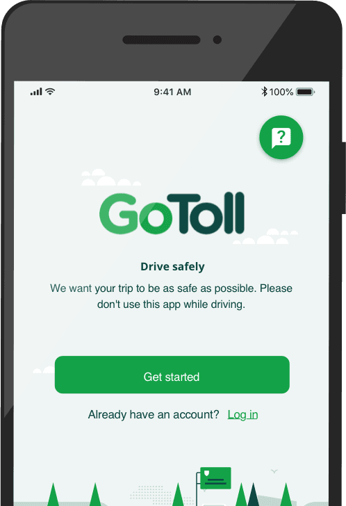 GoToll app on phone - get started