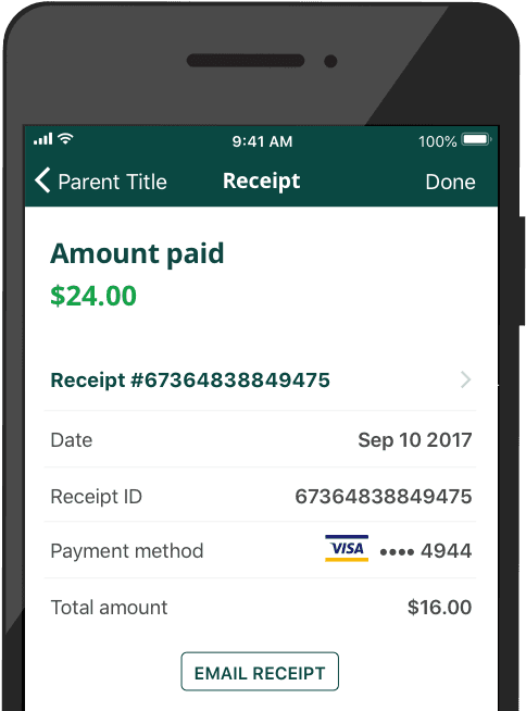 Receipt screen - email your toll receipt